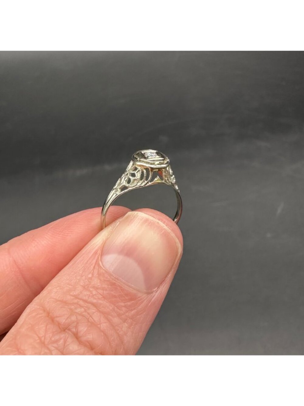 Antique Art Deco Sterling Silver Diamond Ring Small Child Jewelry Size 3.25 READ - Picture 5 of 9
